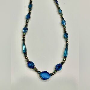 Vintage Sorrelli Blue Crystal Beaded Statement Necklace